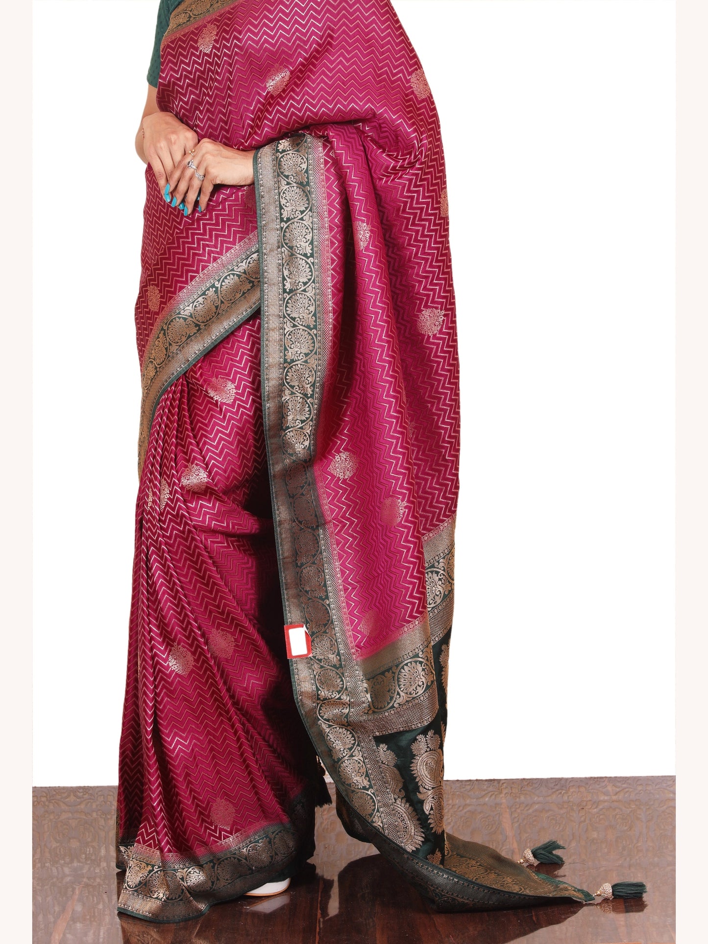 Red Wine Zariwork Soft Silk Saree