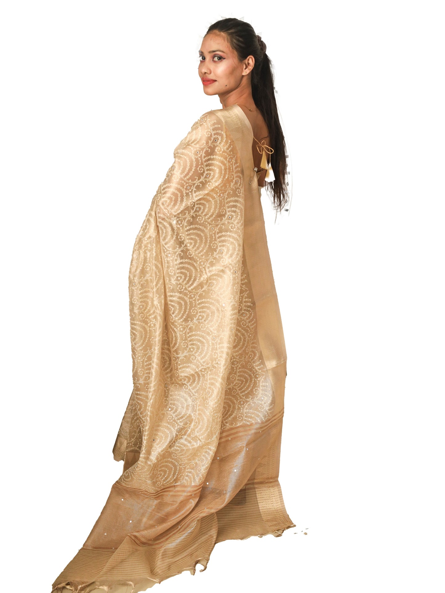 beige color Kosa Kota Check Saree