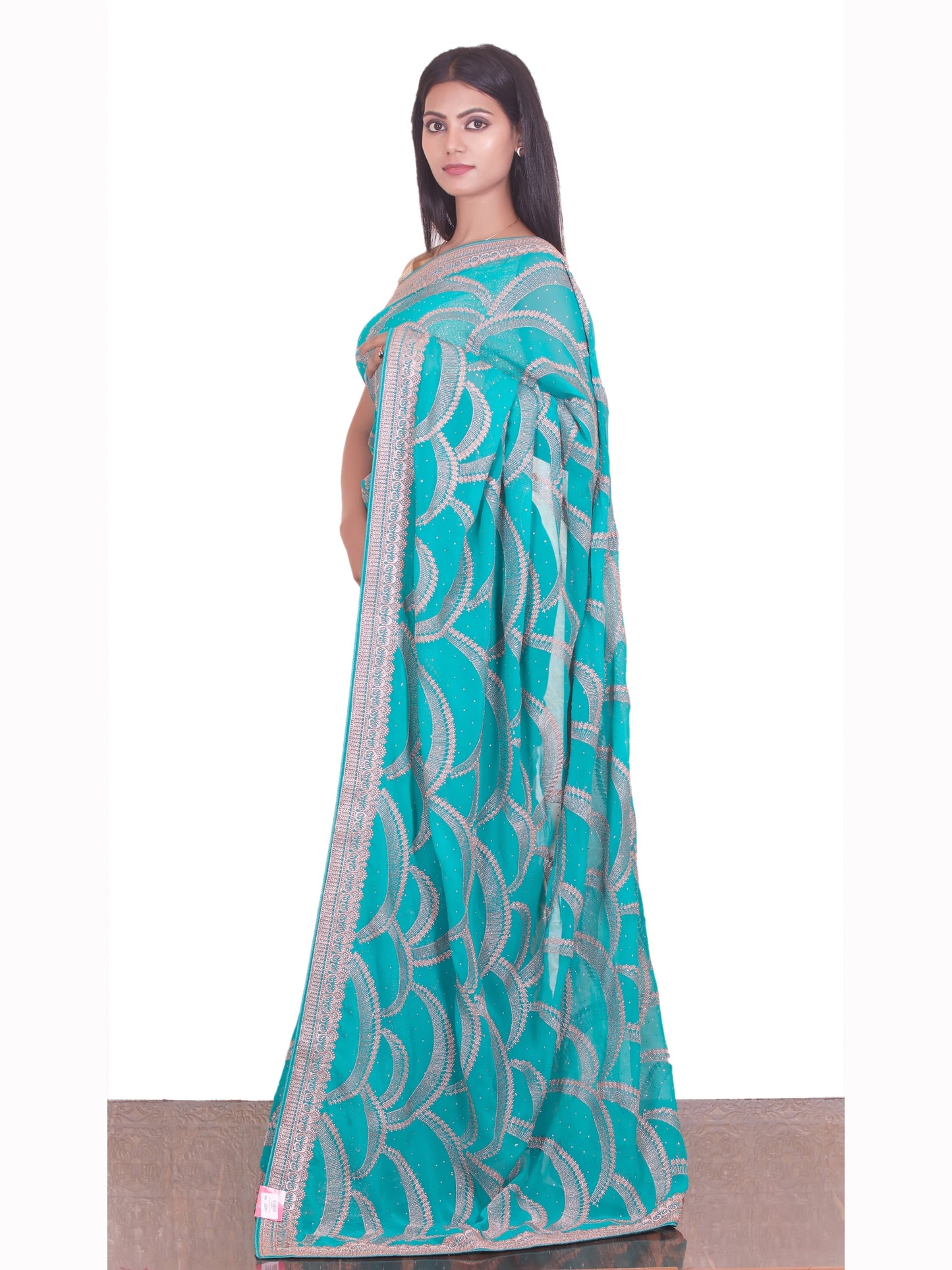 Ramagreen Zariwork Designer Georgette Saree