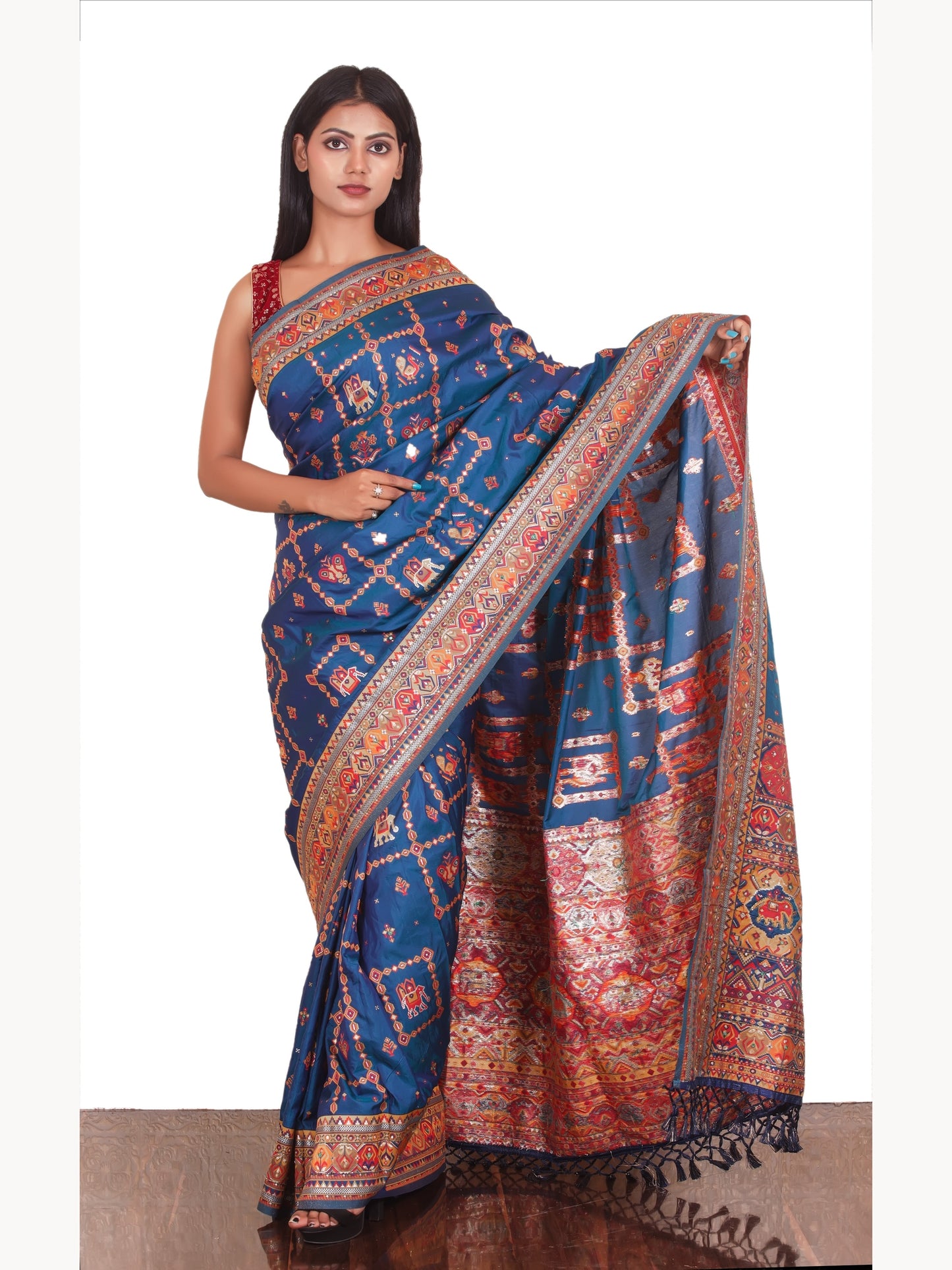 Morpankh Blue thread work Ghatchola Silk Saree