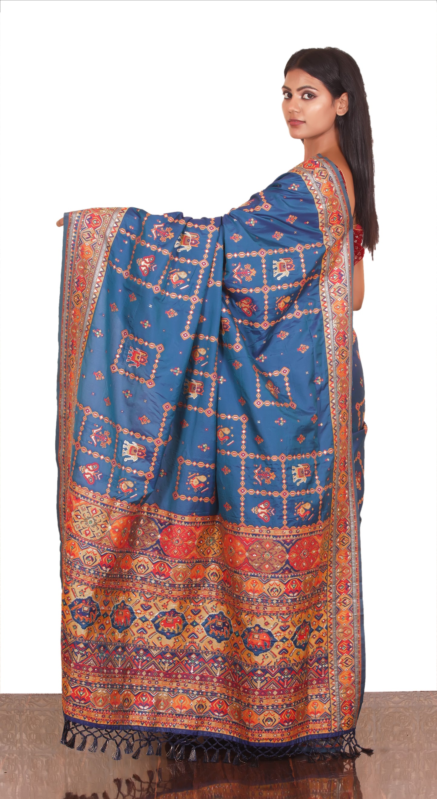 Morpankh Blue thread work Ghatchola Silk Saree