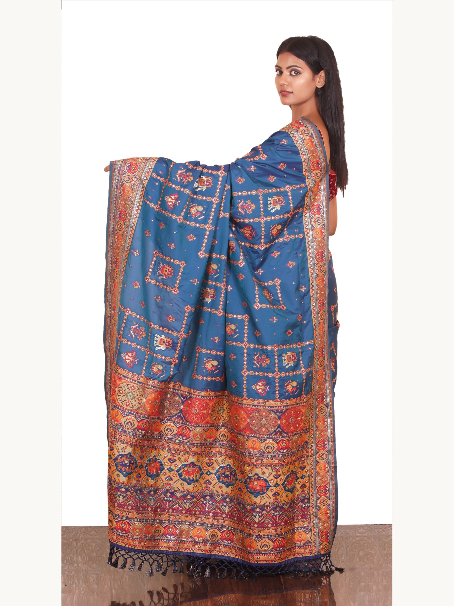 Morpankh Blue thread work Ghatchola Silk Saree