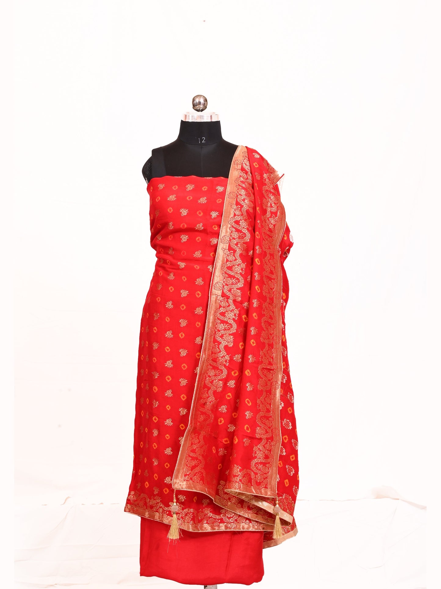 Party wear Red Dola silk suit piece