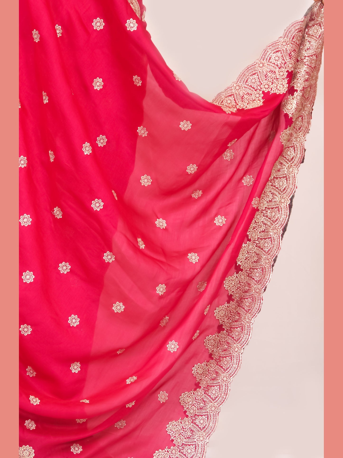 Elegant Rani Pink Vichitra Silk Saree with Golden Zari and Bota Detailing