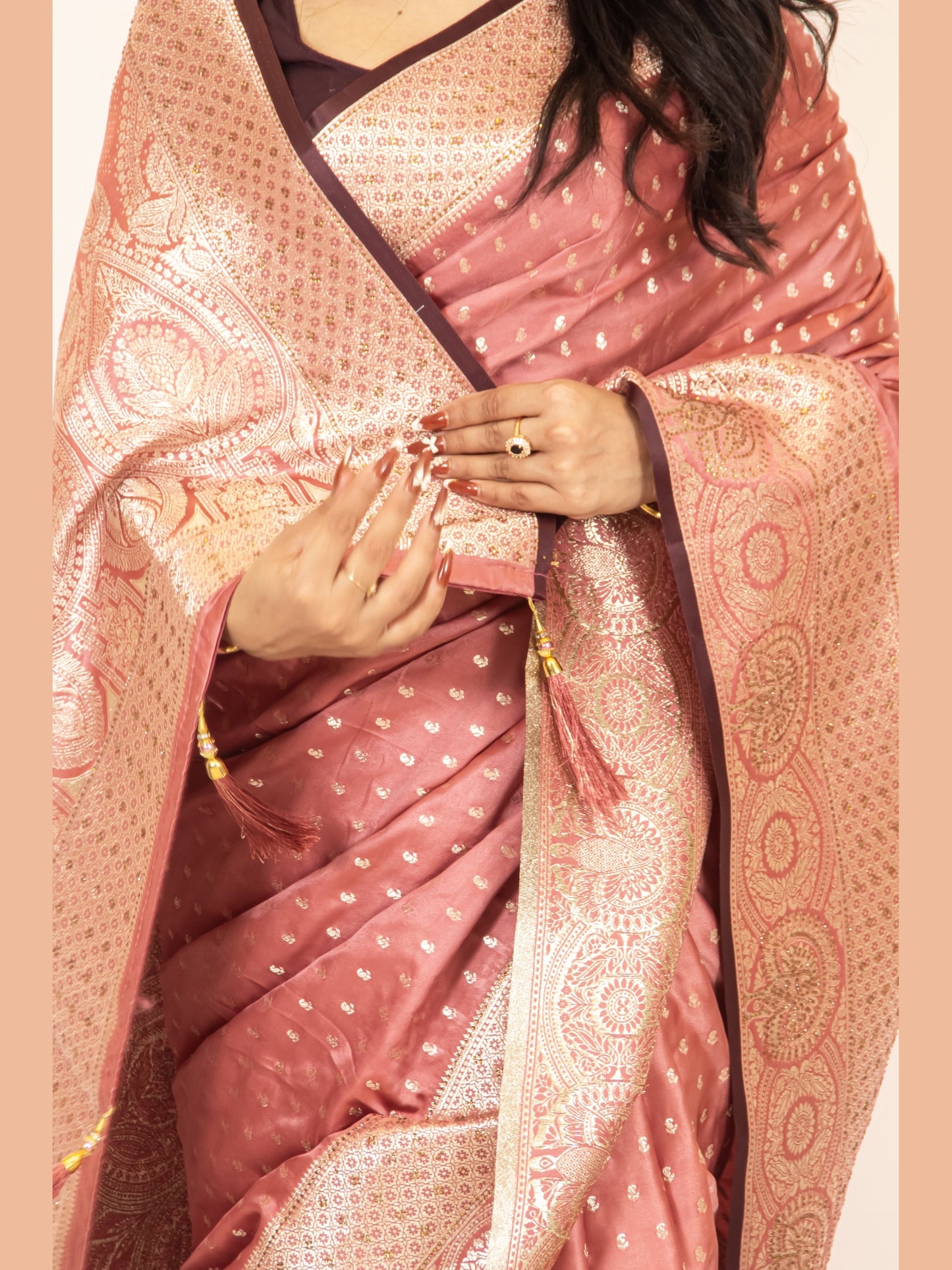 Onion Pink Dola Silk Zari & Stone Embellished Festive Wear