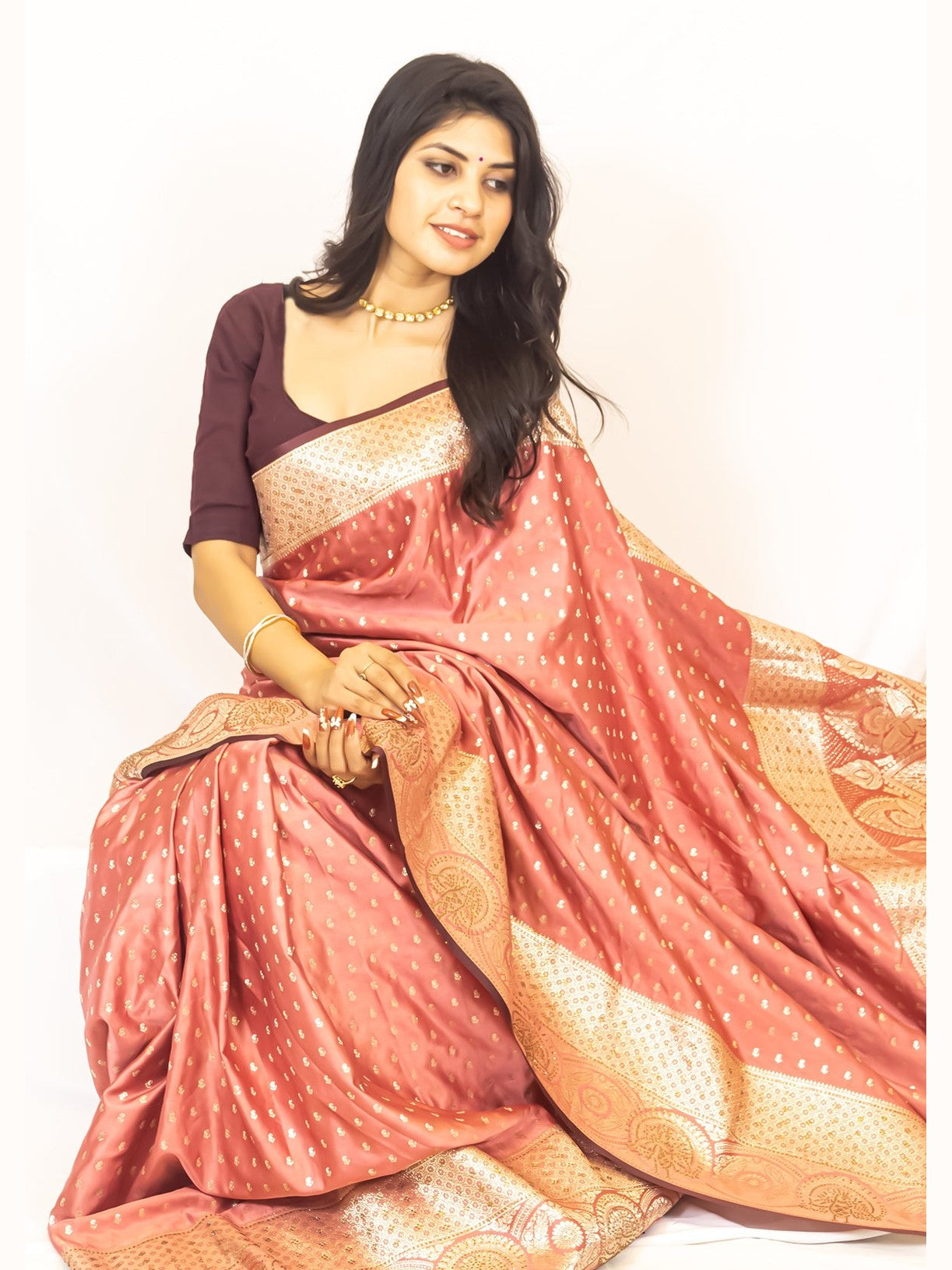 Onion Pink Dola Silk Zari & Stone Embellished Festive Wear