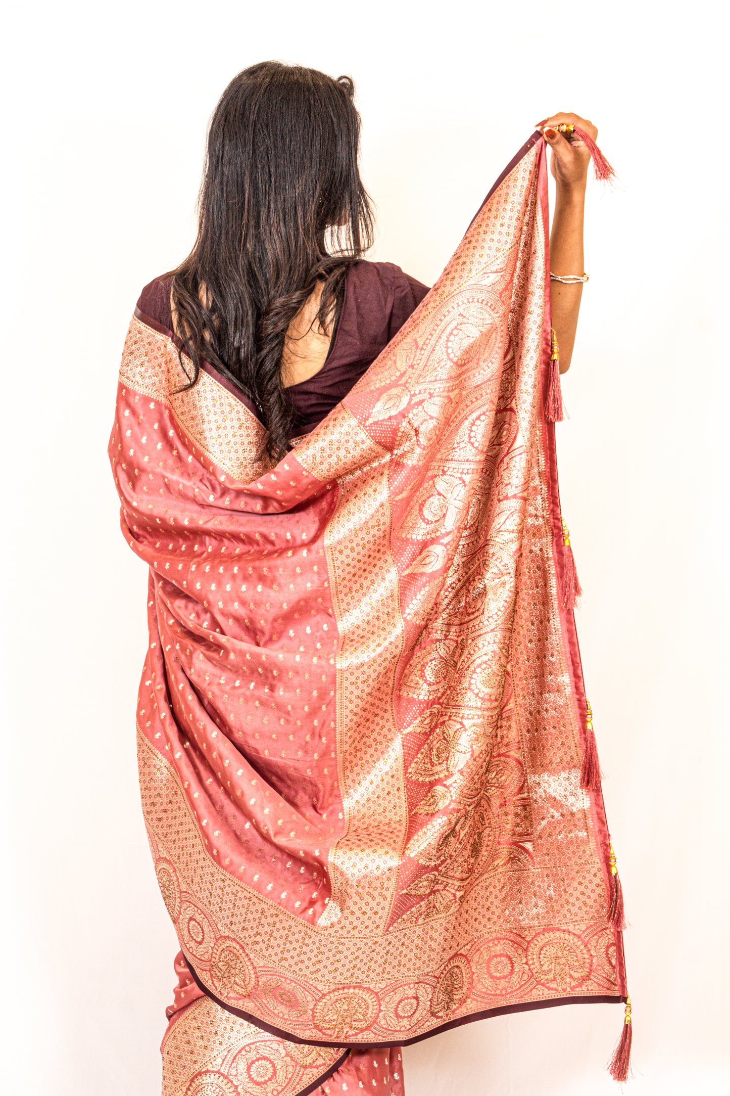 Onion Pink Dola Silk Zari & Stone Embellished Festive Wear