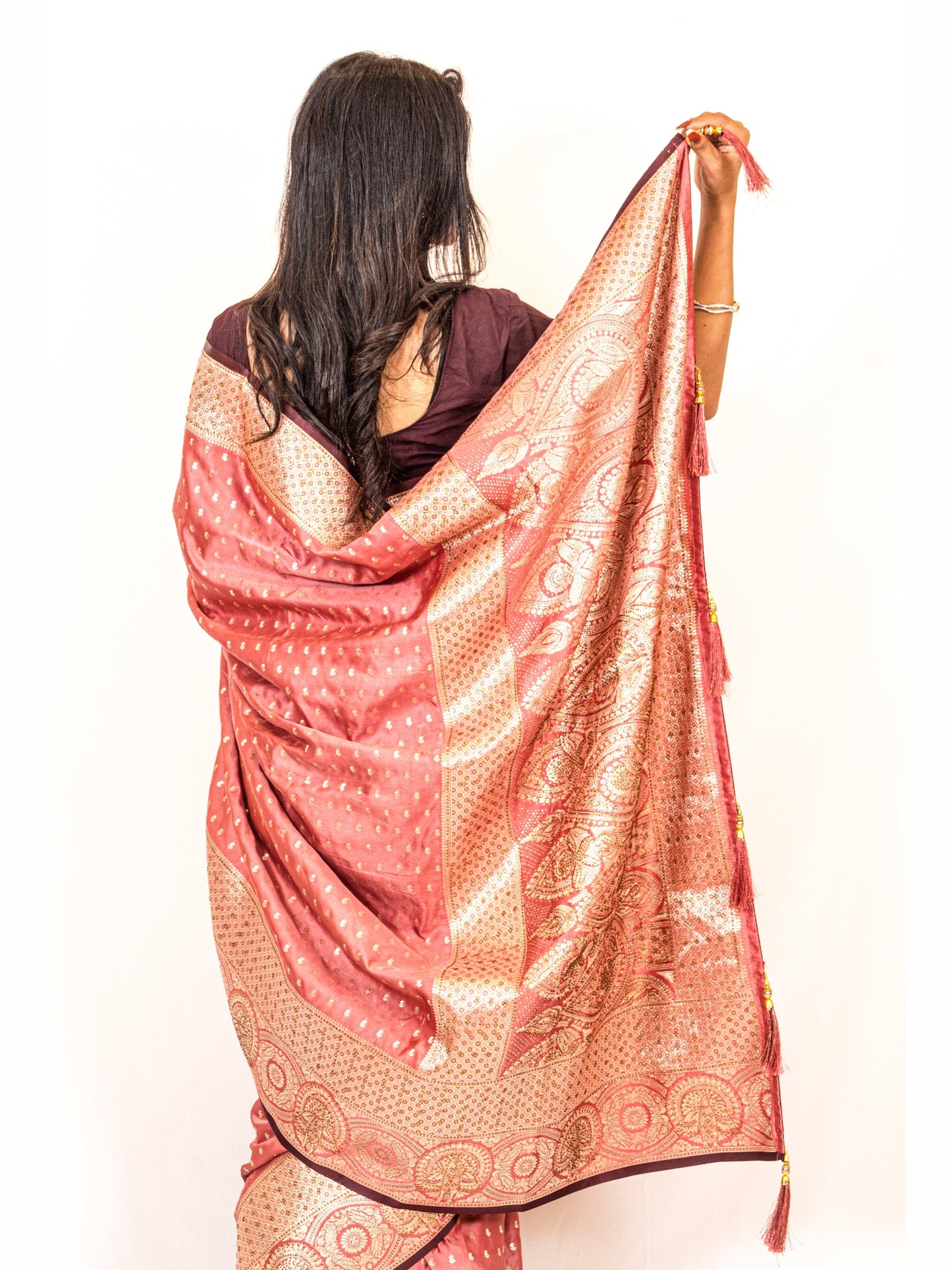 Onion Pink Dola Silk Zari & Stone Embellished Festive Wear
