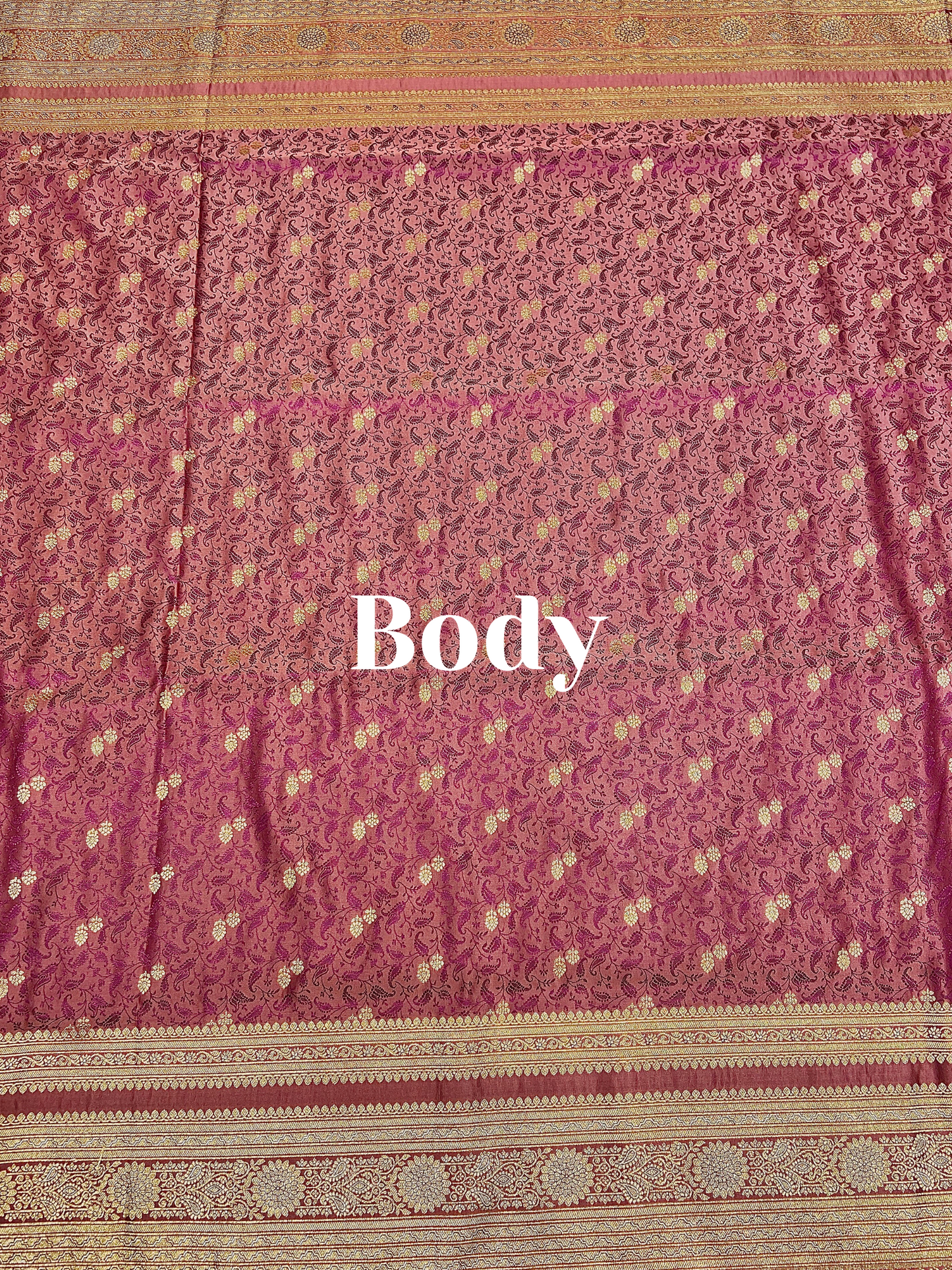 Baby Pink Pure Silk Saree with Purple Thread Work & Banarasi Zari Pallu