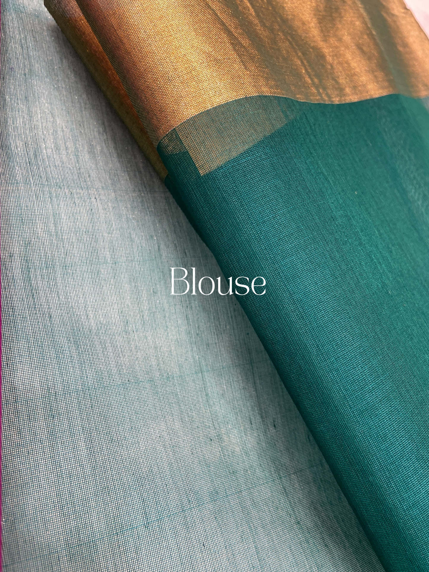 Purple Pure Cotton Chanderi Saree with Green Blouse – Handwoven Elegance