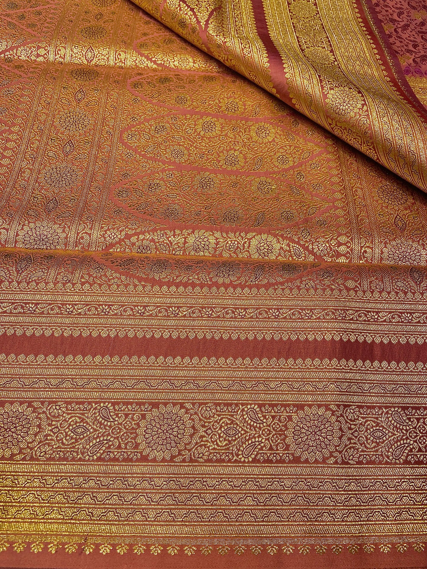 Baby Pink Pure Silk Saree with Purple Thread Work & Banarasi Zari Pallu