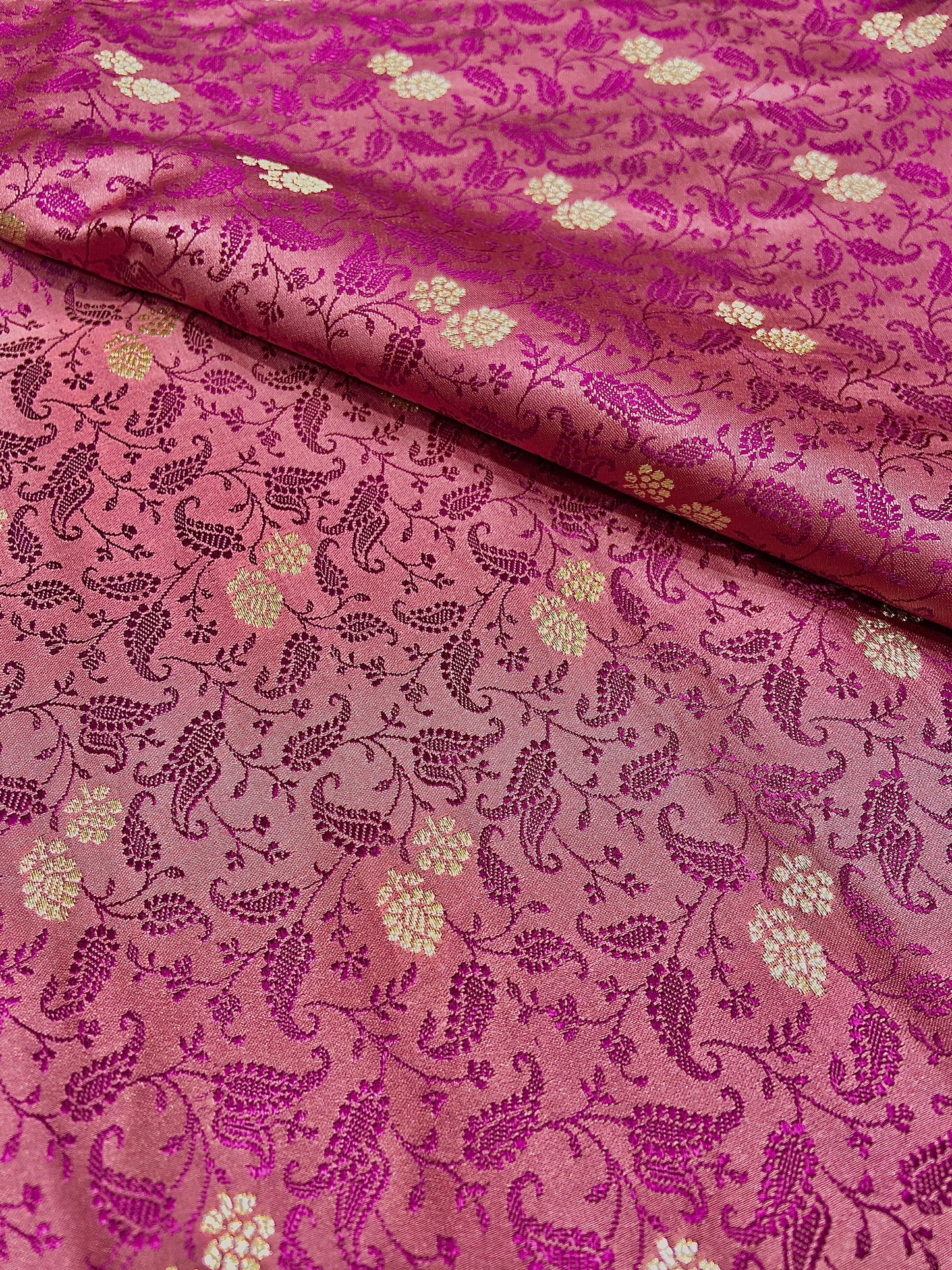 Baby Pink Pure Silk Saree with Purple Thread Work & Banarasi Zari Pallu