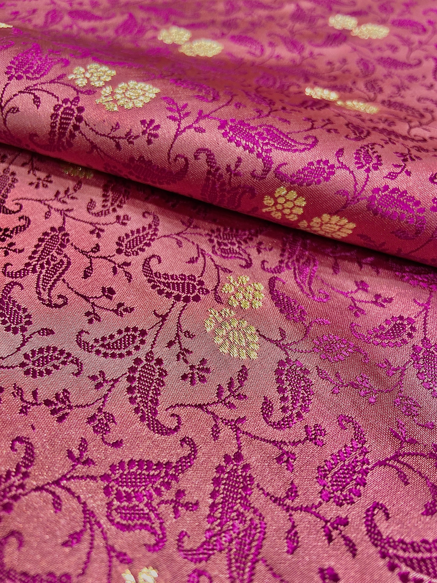 Baby Pink Pure Silk Saree with Purple Thread Work & Banarasi Zari Pallu