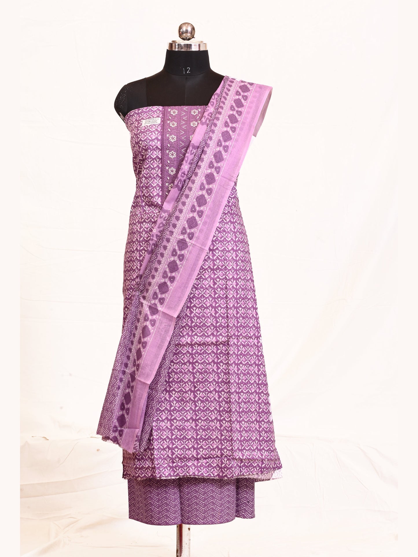 Soft & Elegant Purple Cotton Salwar suit Piece