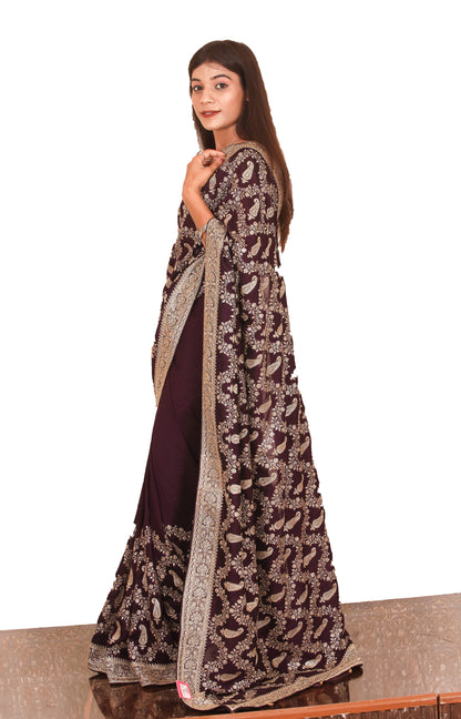 Purple Raw Silk Saree