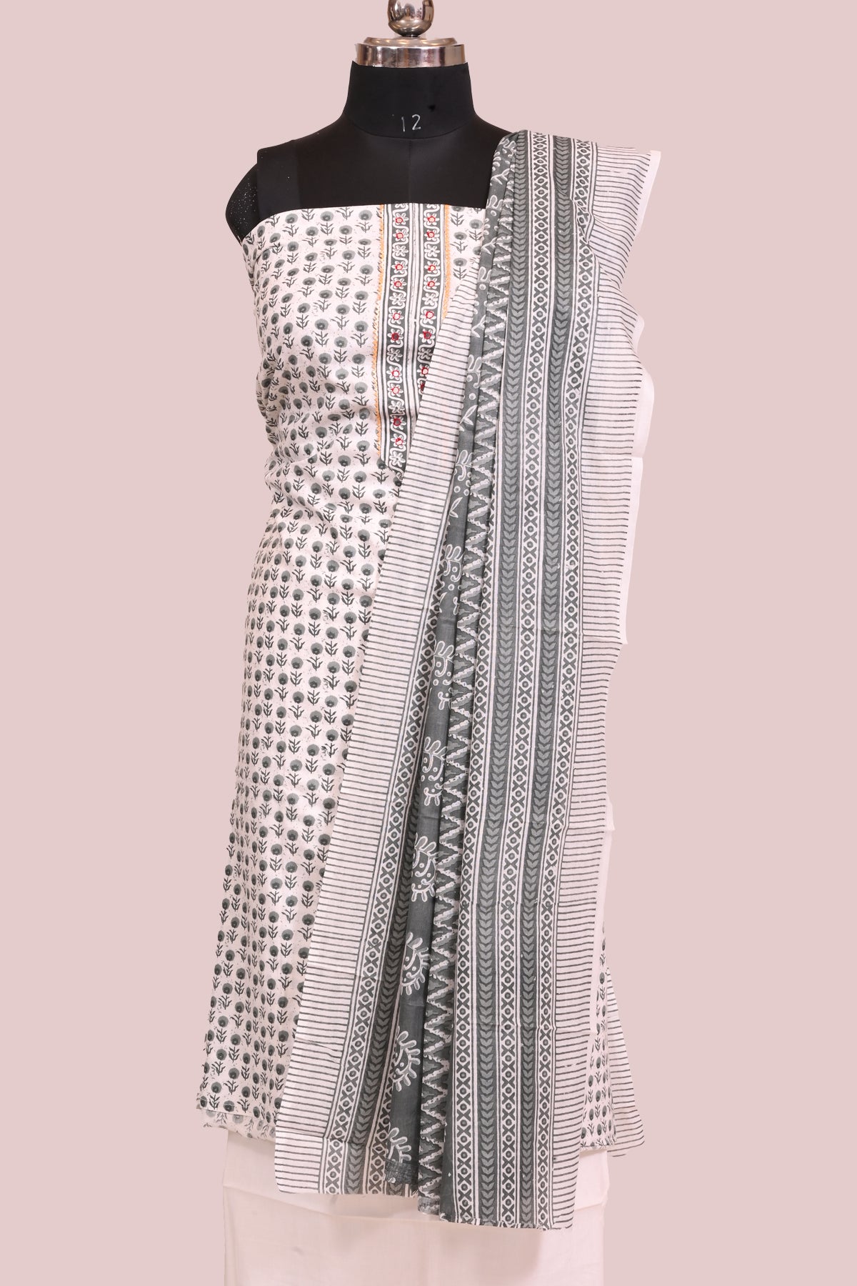 White printed salwar suit piece