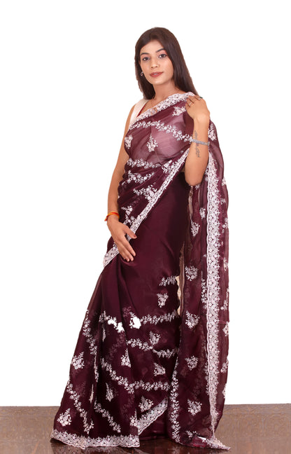 Threadwork Organza Saree