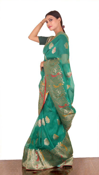 Organza Saree with Heavy Work