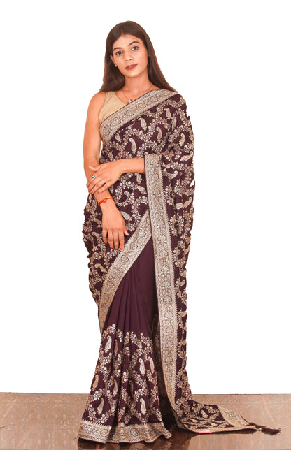 Purple Raw Silk Saree