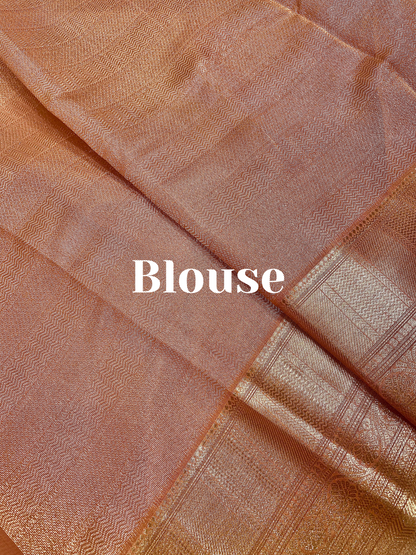 Peach Handloom Chanderi Cotton Saree with Silver Zari Work – Pure Cotton, Festive & Elegant
