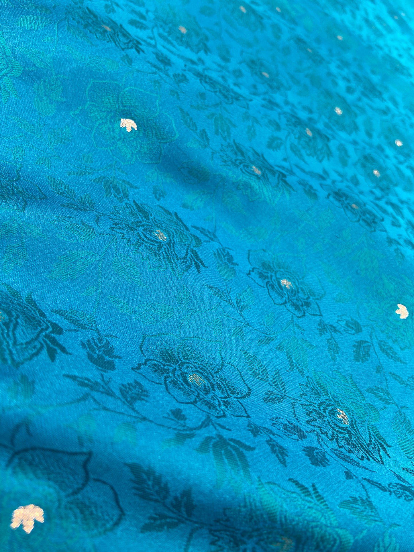Firozi (Sky Blue) Soft Silk Saree – Intricate Stone & Zari Work