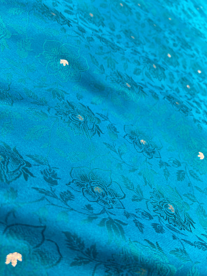 Firozi (Sky Blue) Soft Silk Saree – Intricate Stone & Zari Work