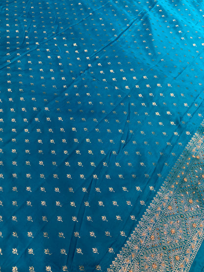 Firozi (Sky Blue) Soft Silk Saree – Intricate Stone & Zari Work