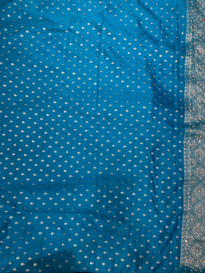 Firozi (Sky Blue) Soft Silk Saree – Intricate Stone & Zari Work