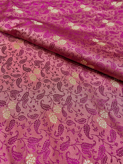 Baby Pink Pure Silk Saree with Purple Thread Work & Banarasi Zari Pallu