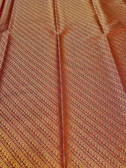 Baby Pink Pure Silk Saree with Purple Thread Work & Banarasi Zari Pallu