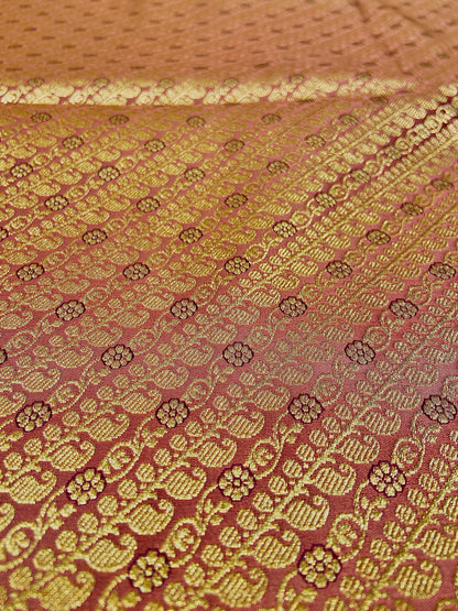 Baby Pink Pure Silk Saree with Purple Thread Work & Banarasi Zari Pallu