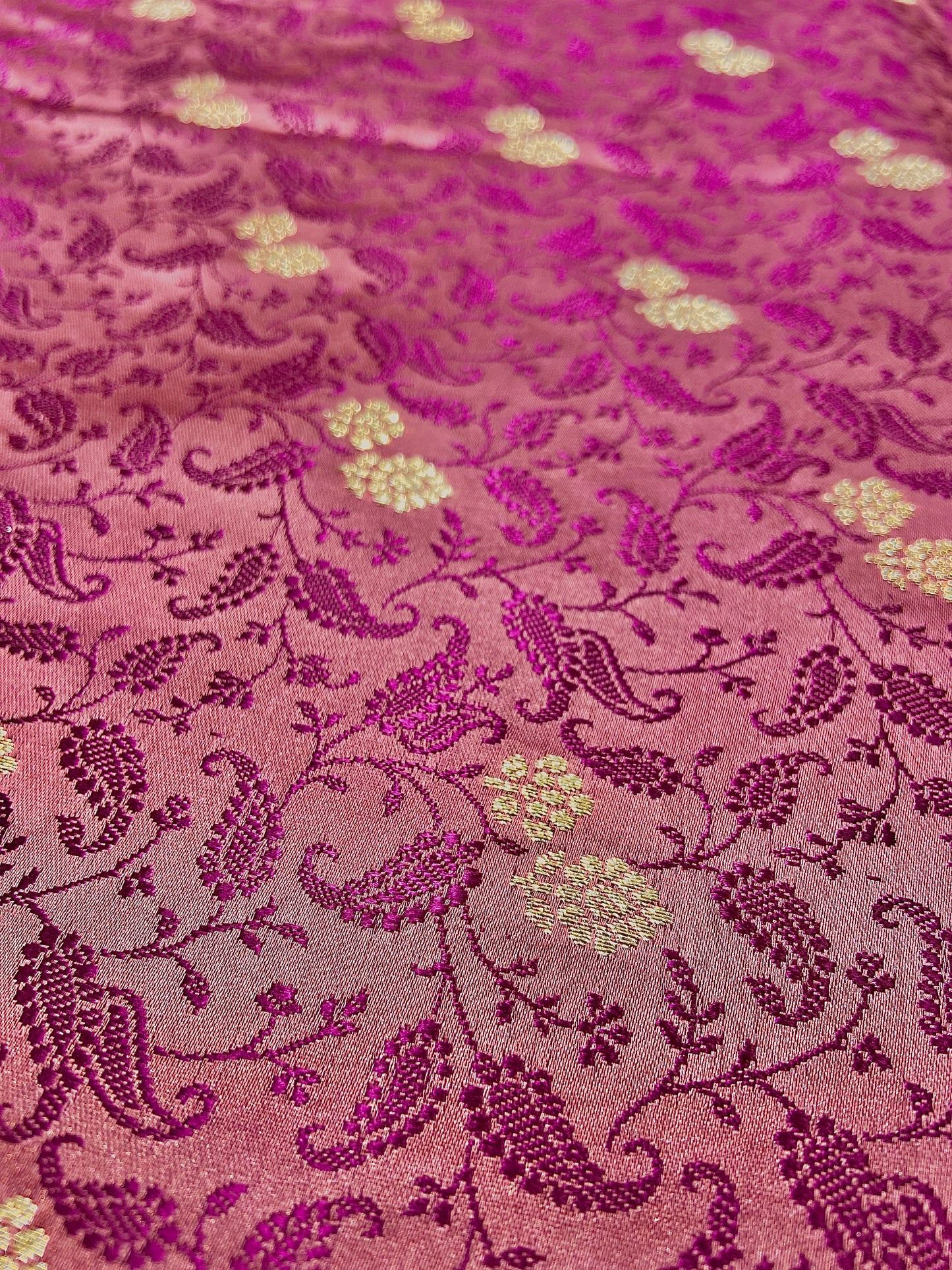 Baby Pink Pure Silk Saree with Purple Thread Work & Banarasi Zari Pallu